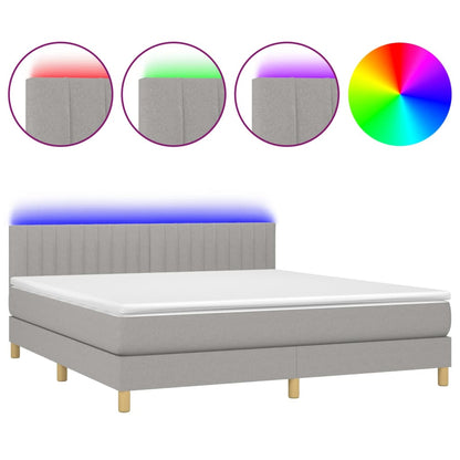 Letto a Molle Materasso e LED Grigio Chiaro 160x200 cm Tessuto - homemem39