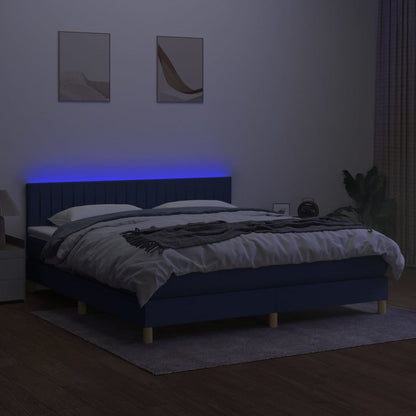 Letto a Molle con Materasso e LED Crema 160x200 cm in Tessuto - homemem39