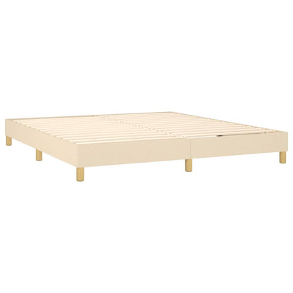 Letto a Molle con Materasso e LED Crema 160x200 cm in Tessuto - homemem39