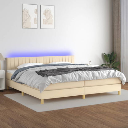 Letto a Molle Materasso e LED bianco 200x200cm in Tessuto - homemem39