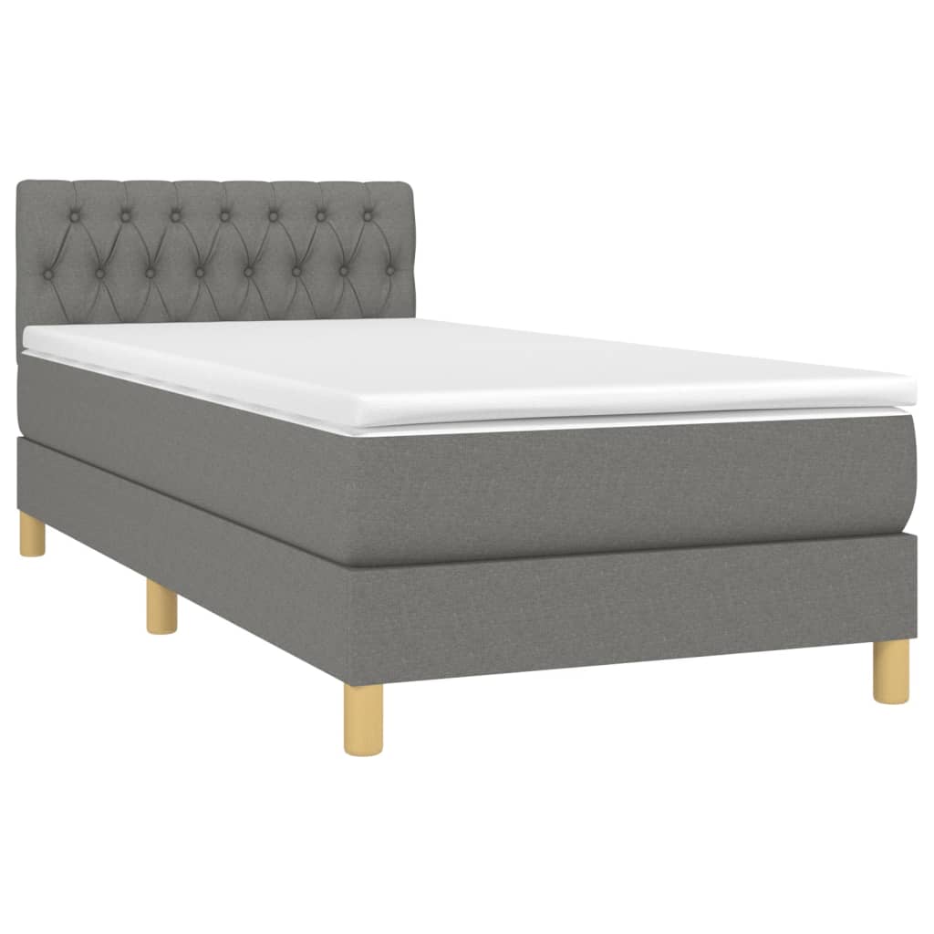 Letto a Molle Materasso e LED Grigio Scuro 80x200 cm in Tessuto - homemem39