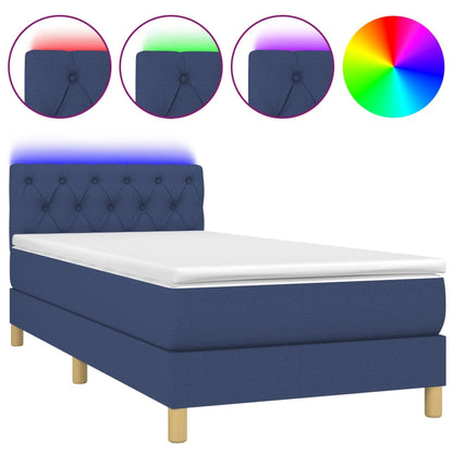 Letto a Molle con Materasso e LED Blu 80x200 cm in Tessuto - homemem39