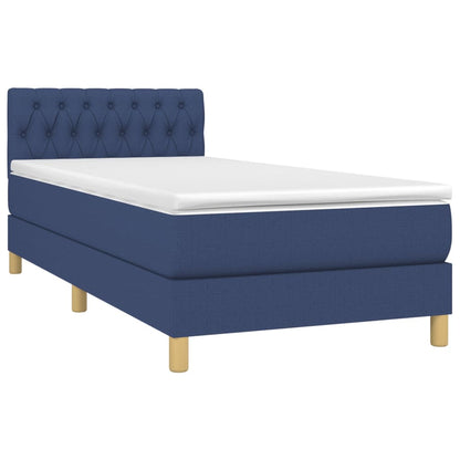 Letto a Molle con Materasso e LED Blu 90x190 cm in Tessuto - homemem39