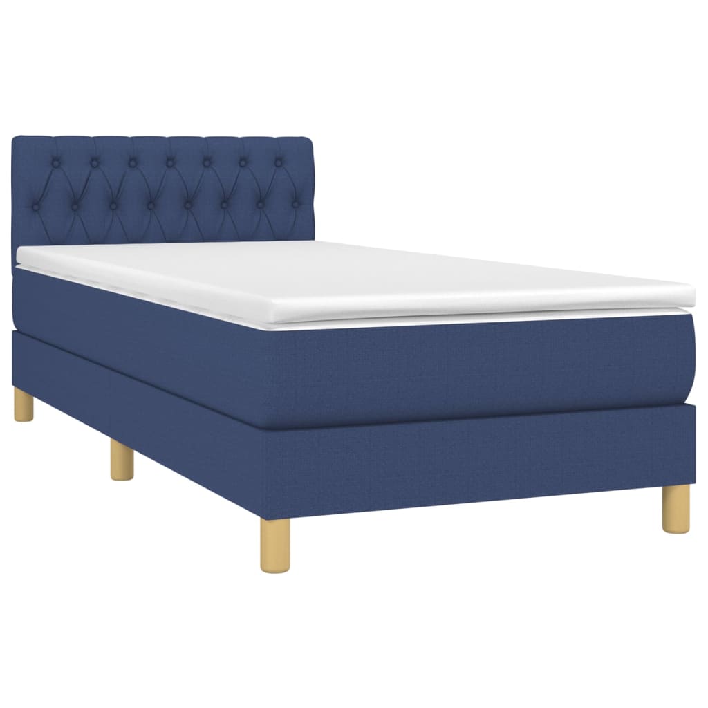 Letto a Molle con Materasso e LED Blu 100x200cm in Tessuto - homemem39