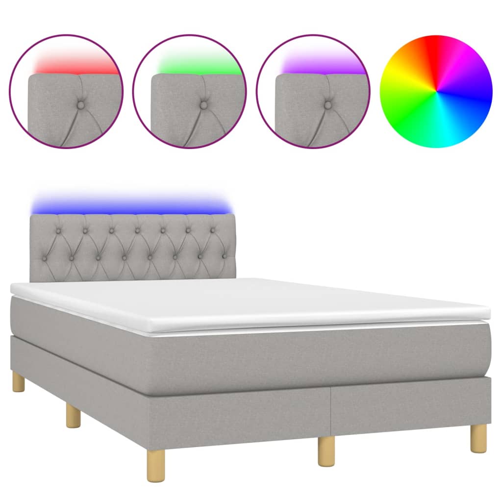 Letto a Molle Materasso e LED Grigio Chiaro 120x200 cm Tessuto - homemem39