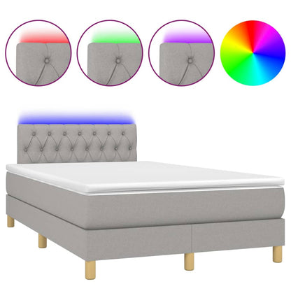 Letto a Molle Materasso e LED Grigio Chiaro 120x200 cm Tessuto - homemem39