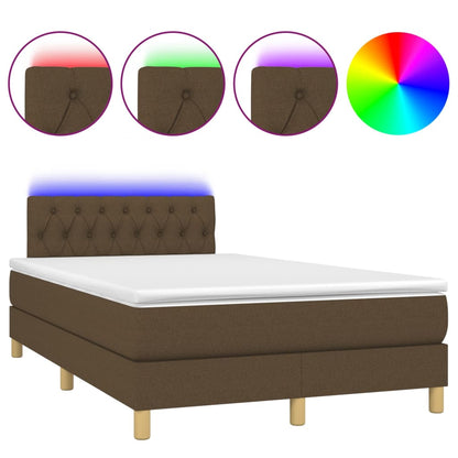 Letto a Molle Materasso e LED Marrone Scuro 120x200 cm Tessuto - homemem39