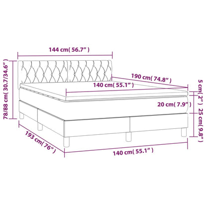 Letto a Molle Materasso e LED MarroneScuro 140x190cm in Tessuto | homemem39