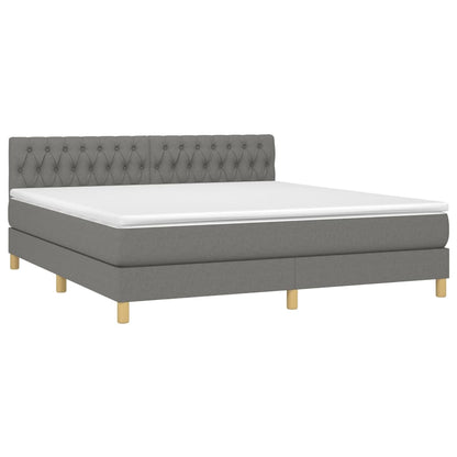 Letto a Molle Materasso e LED Grigio Scuro 180x200cm in Tessuto - homemem39
