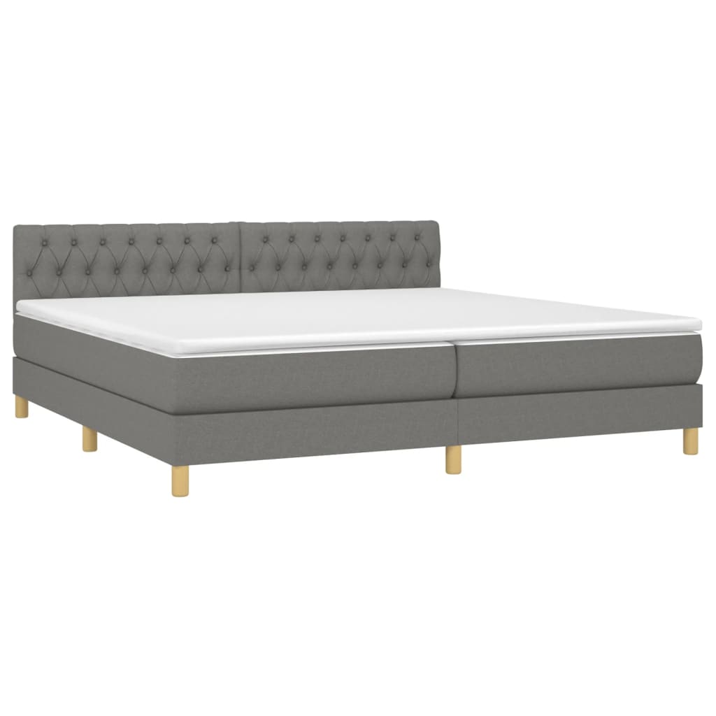 Letto a Molle Materasso e LED Grigio Scuro 200x200cm in Tessuto - homemem39