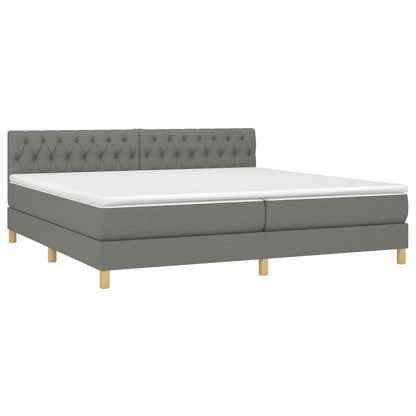 Letto a Molle Materasso e LED Grigio Scuro 200x200cm in Tessuto - homemem39