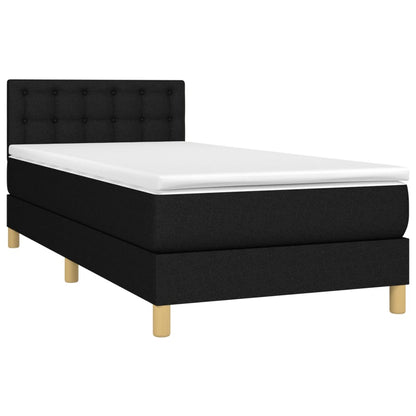 Letto a Molle con Materasso e LED Nero 80x200 cm in Tessuto - homemem39