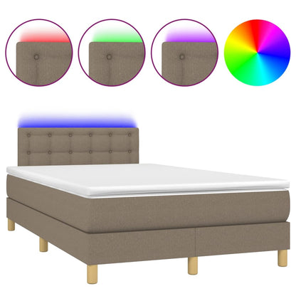 Letto a Molle con Materasso e LED Tortora 120x200cm in Tessuto | homemem39