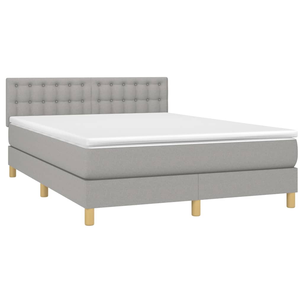 Letto a Molle Materasso e LED Grigio Chiaro 140x190 cm Tessuto | homemem39