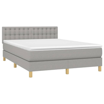 Letto a Molle Materasso e LED Grigio Chiaro 140x190 cm Tessuto | homemem39