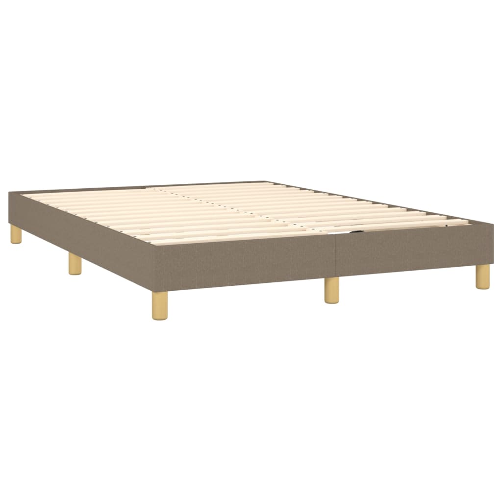 Letto a Molle con Materasso e LED Tortora 140x190 cm in Tessuto | homemem39
