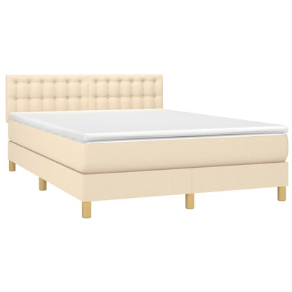 Letto a Molle con Materasso e LED Crema 140x200 cm in Tessuto | homemem39