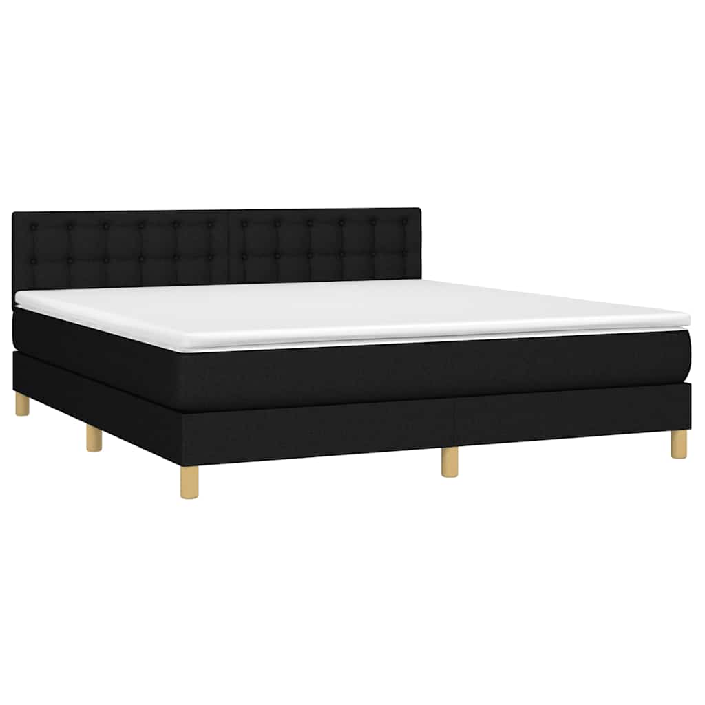 Letto a Molle con Materasso e LED Nero 160x200 cm in Tessuto | homemem39