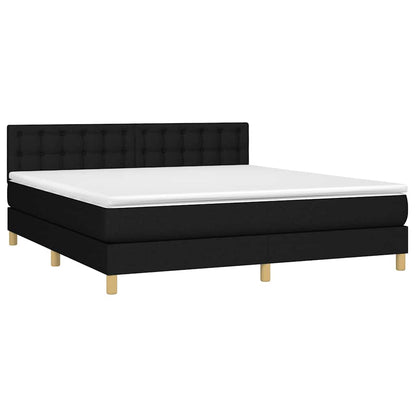 Letto a Molle con Materasso e LED Nero 160x200 cm in Tessuto | homemem39