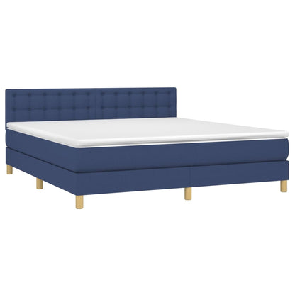 Letto a Molle con Materasso e LED Blu 180x200 cm in Tessuto - homemem39