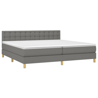Letto a Molle Materasso e LED Grigio Scuro 200x200cm in Tessuto - homemem39