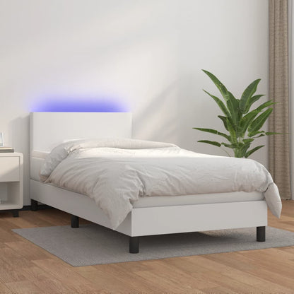 Giroletto Molle con Materasso e LED Bianco 80x200 cm Similpelle | homemem39