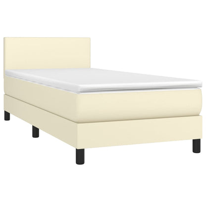 Giroletto a Molle con Materasso e LED Crema 80x200cm Similpelle | homemem39
