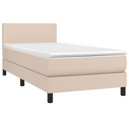 Giroletto Molle Materasso e LED Cappuccino 80x200 cm Similpelle | homemem39