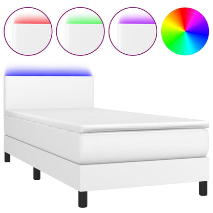 Giroletto Molle con Materasso e LED Bianco 90x190 cm Similpelle | homemem39