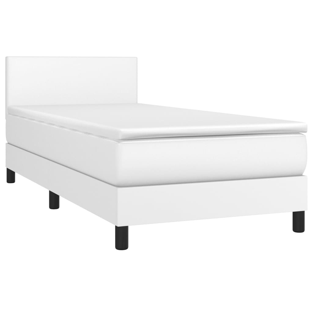 Giroletto Molle con Materasso e LED Bianco 90x190 cm Similpelle | homemem39