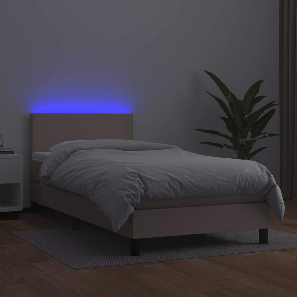 Giroletto Molle Materasso e LED Cappuccino Similpelle