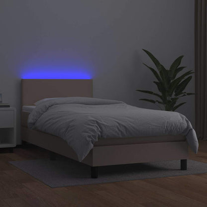Giroletto Molle Materasso e LED Cappuccino Similpelle