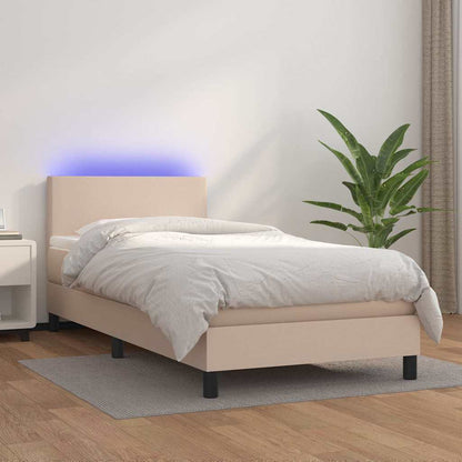 Giroletto Molle Materasso e LED Cappuccino Similpelle