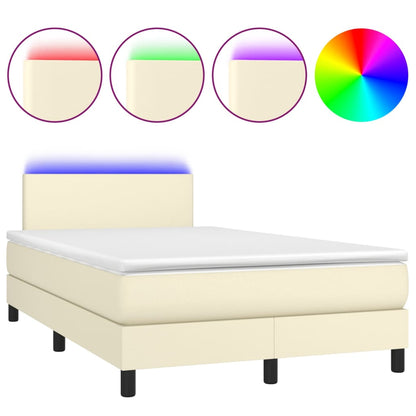 Giroletto Molle con Materasso e LED Crema 120x200cm Similpelle | homemem39
