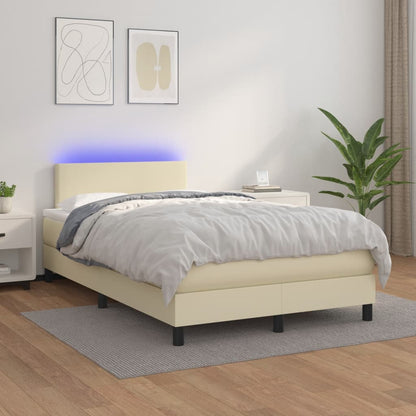 Giroletto Molle con Materasso e LED Crema 120x200cm Similpelle | homemem39