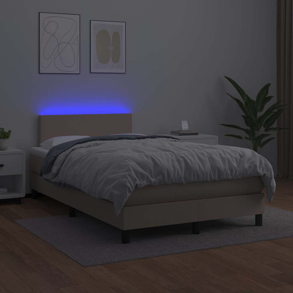 Giroletto Molle Materasso e LED Cappuccino Similpelle