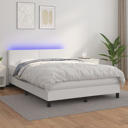Giroletto Molle con Materasso e LED Bianco 140x200cm Similpelle - homemem39