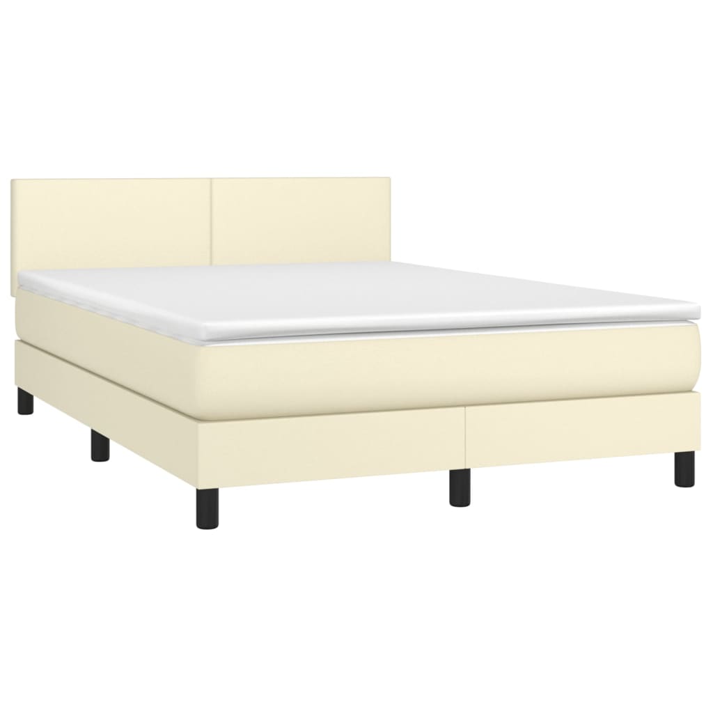 Giroletto a Molle con Materasso e LED Crema 140x200 cm | homemem39