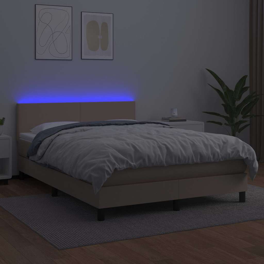 Giroletto Molle Materasso e LED Cappuccino Similpelle