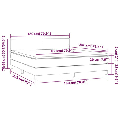 Giroletto a Molle con Materasso e LED Nero 180x200cm Similpelle | homemem39