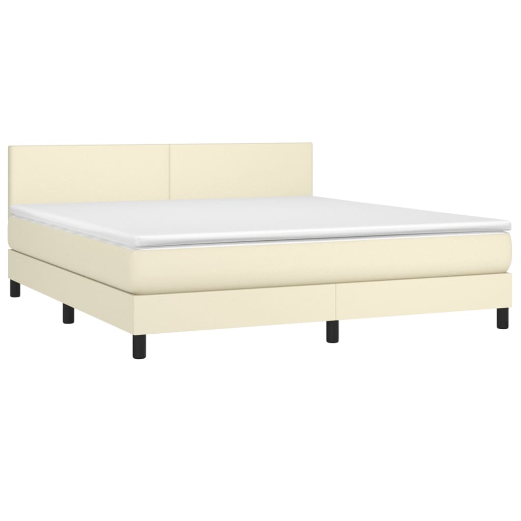 Giroletto a Molle con Materasso e LED Crema 180x200 cm | homemem39