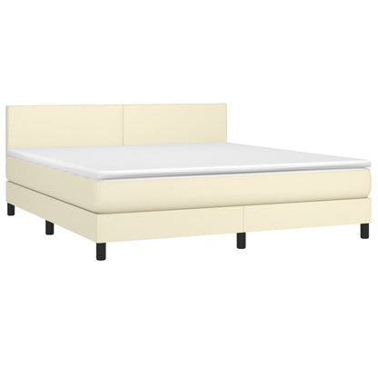Giroletto a Molle con Materasso e LED Crema 180x200 cm | homemem39