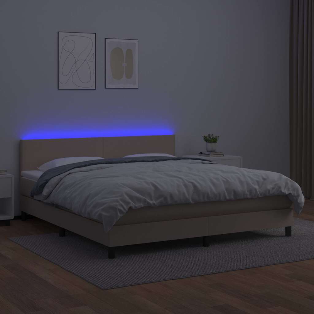 Giroletto Molle Materasso e LED Cappuccino Similpelle