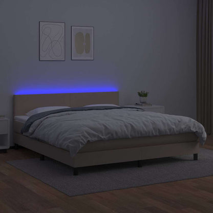 Giroletto Molle Materasso e LED Cappuccino Similpelle