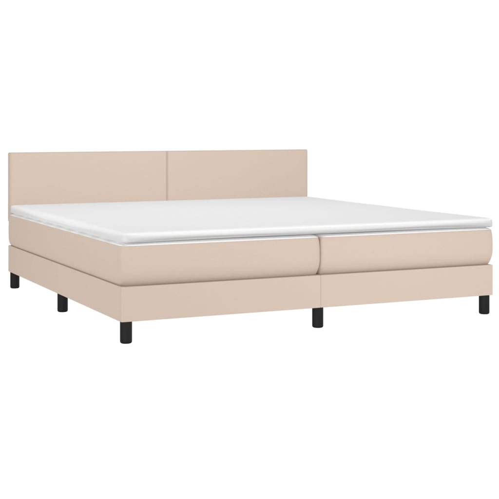 Giroletto Molle Materasso e LED Cappuccino 200x200cm Similpelle | homemem39