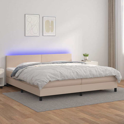 Giroletto Molle Materasso e LED Cappuccino Similpelle
