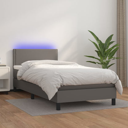 Giroletto Molle con Materasso e LED Grigio 90x200cm Similpelle - homemem39
