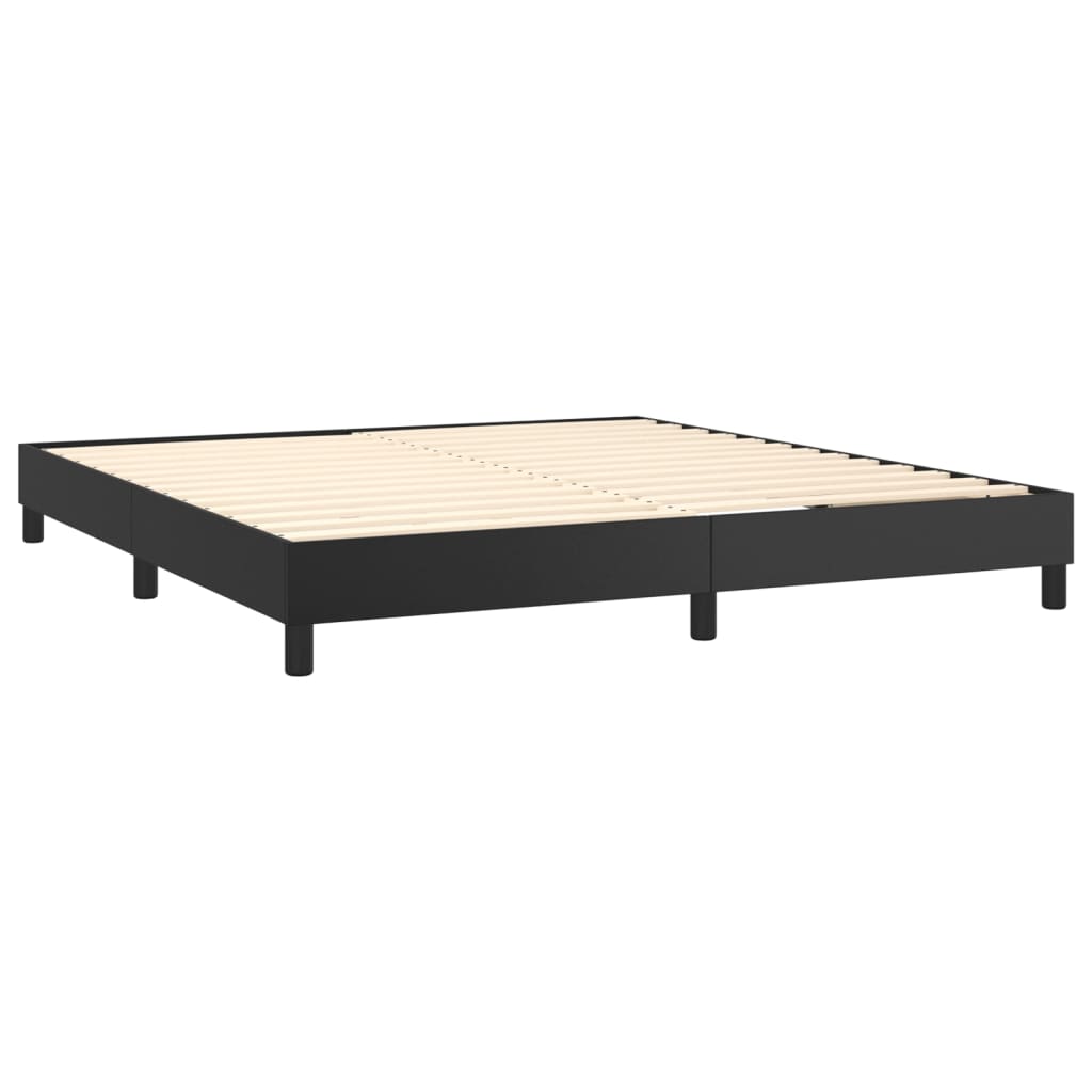 Giroletto a Molle con Materasso e LED Nero 180x200cm Similpelle | homemem39