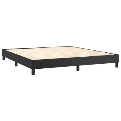 Giroletto a Molle con Materasso e LED Nero 180x200cm Similpelle | homemem39