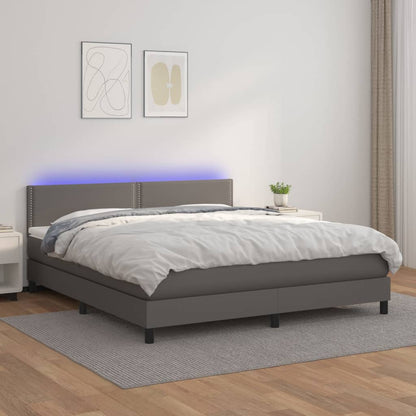 Giroletto Molle con Materasso e LED Grigio 180x200cm Similpelle - homemem39